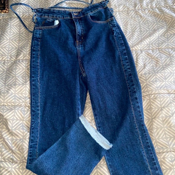 Fashion Nova tie me up in the back jeans Size 3 - Picture 1 of 5